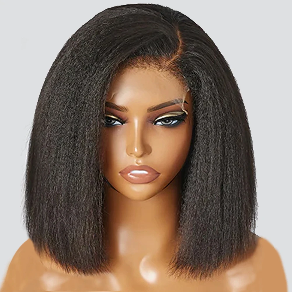 Kinky Straight Short Bob Wigs for Black Women