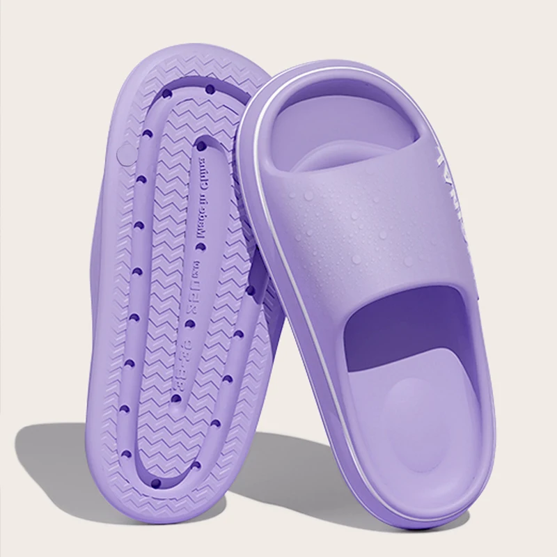 Feslishoet Women Letter Slippers Beach Slides Solid Color Mens Thick Sole Indoor Bathroom Anti Slip Shoes Summer Couple Sandals 5