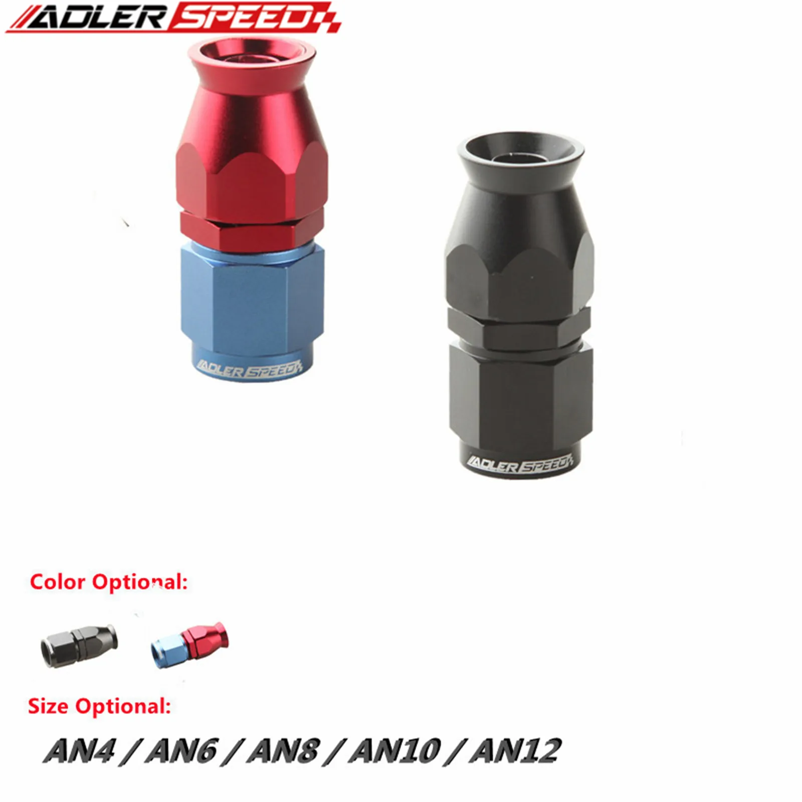 Swivel Hose End Fitting Pipe Straight Adapter Fitting Universal PTEF AN4 AN6 AN8 AN10 AN12 Straight 0 Degree Reusable Swivel PTFE Hose End Fitting
