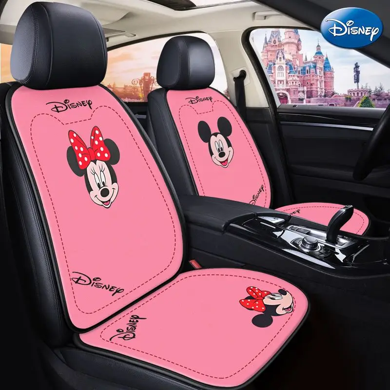 

Подушка для автомобильного сиденья Disney с Микки, Всесезонная универсальная Нескользящая льняная ткань, мультяшная подушка для автомобиля, Женская подушка