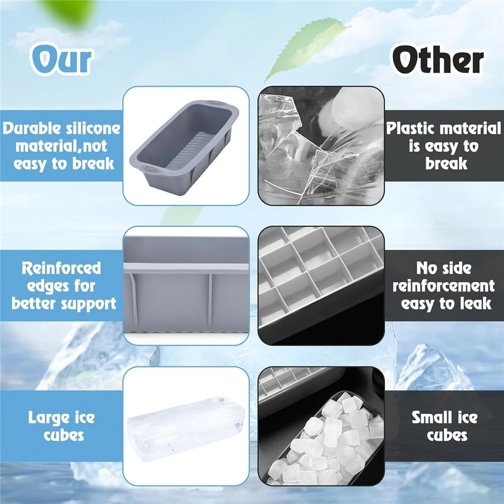 Silicone Baking Molds Ice Blocks Maker Rectangular Cake Pans Non-Stick