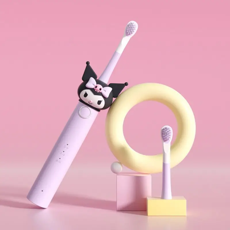 

Kawaii Sanrio, Hello Kitty Kuromi электрическая зубная щетка Аниме Фигурка Usb Водонепроницаемая Студенческая домашняя девочка подарок на день рождения