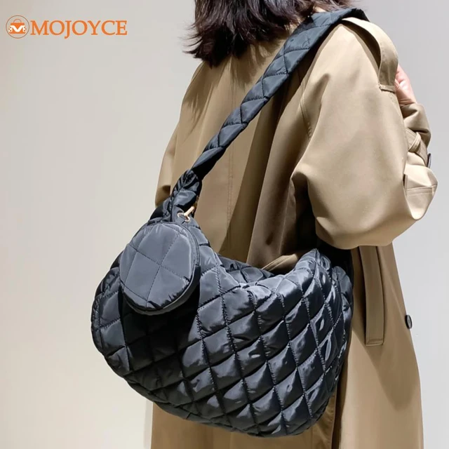 Puffer Versatile Underarm Bag with Coin Purses Winter Quilted Embroidered Tote  Handbag Women's Cotton Padding Large Shoulder Bag - AliExpress