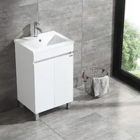 20 Inch Free Standing Bathroom Vanity Cabinet with 2 Doors Undermount Resin Sink and Chrome Faucet Combo White 2