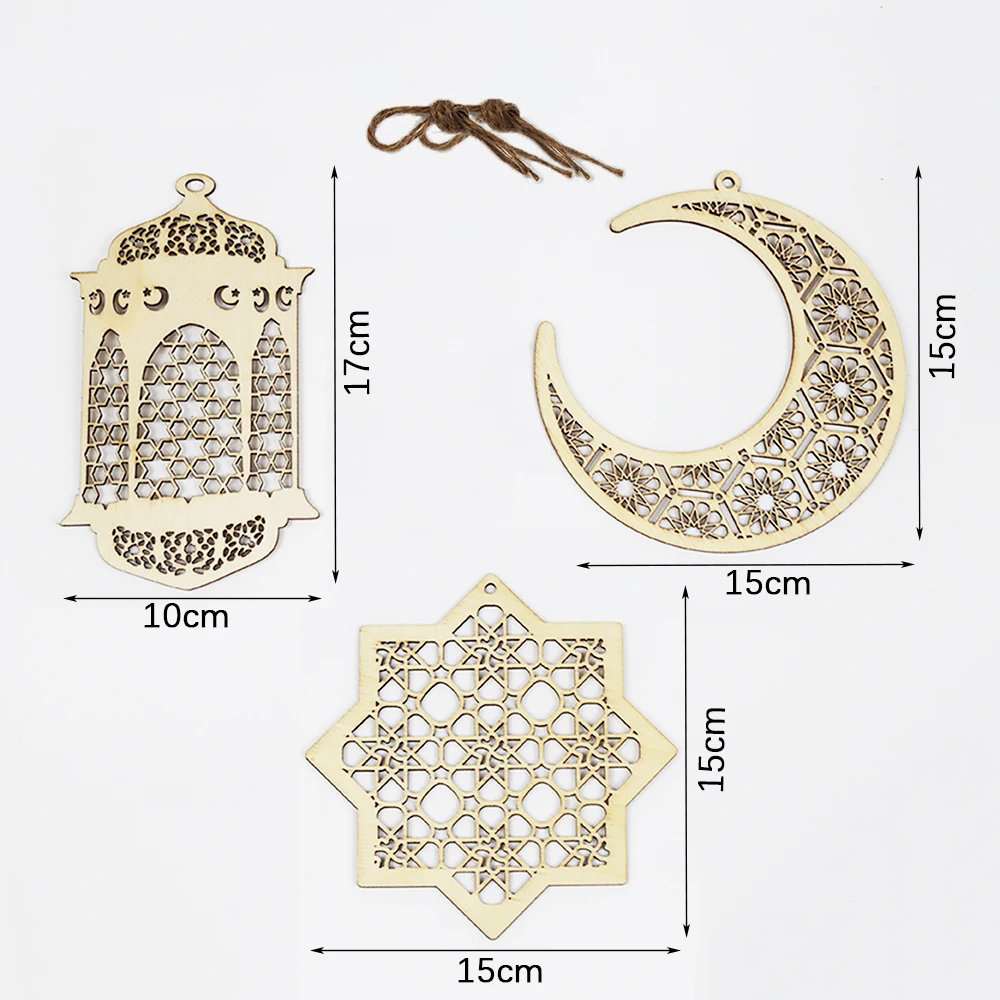 Eid Mubarak Holz hacks chnitzel Anhänger hängen Ornament Handwerk Ramadan Dekoration Kareem islamische Mubarak Party liefert – Detail 1