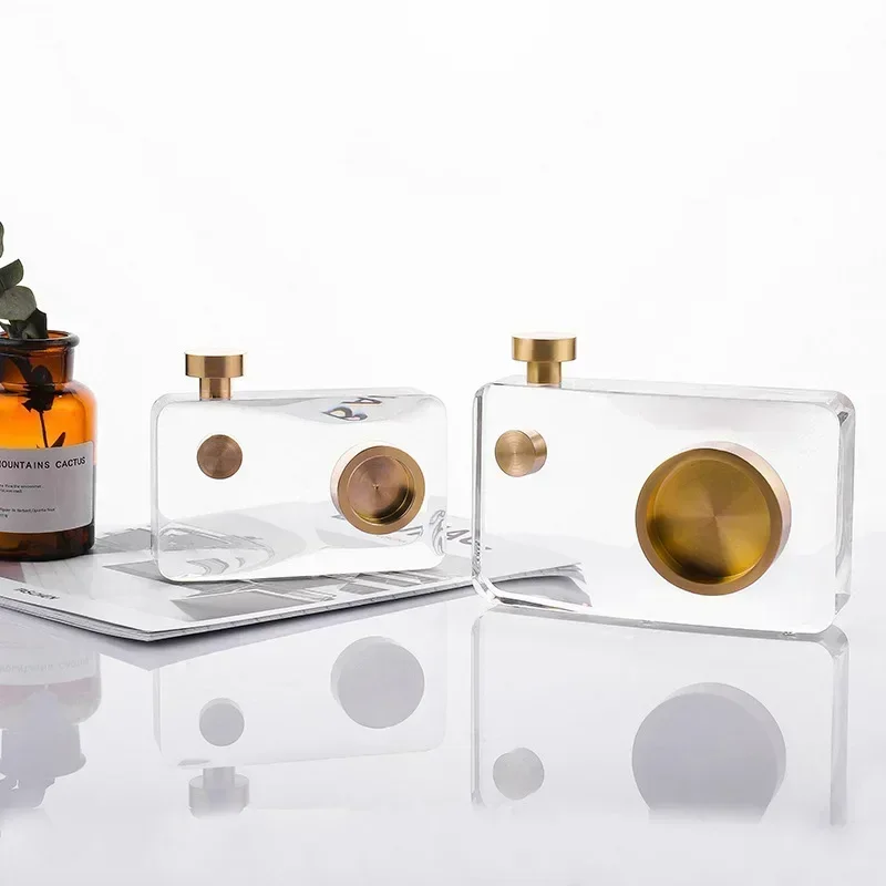 Vintage Crystal Camera Ornament Glass Binoculars Model Living Room Wine Cabinet Desktop Decoration Astronomical Gift waterproof binoculars