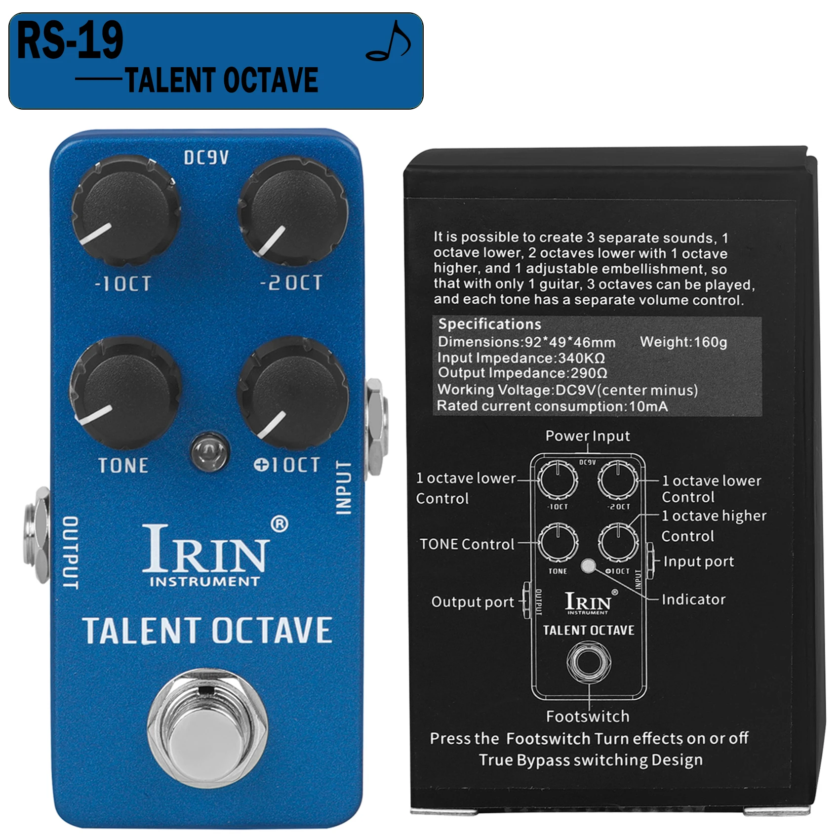 Enhanced Electric Guitar Effects Pedal: Versatile Fuzz, Overdrive, Distortion, Flanger, Ensemble & Tremolo Effects Accessory