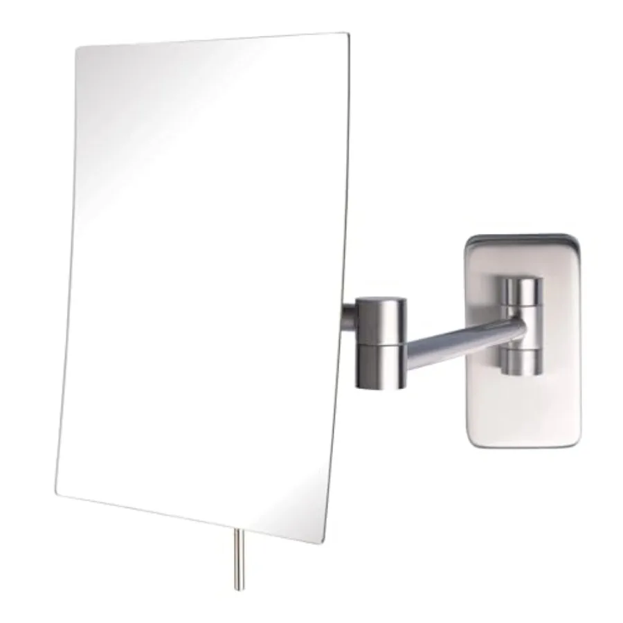JERDON 8.75-Inch x 6.5-Inch Wall Mount Makeup Mirror - Personal Mirror with 5X Magnification and 14 inch Wall Extension - Nicke