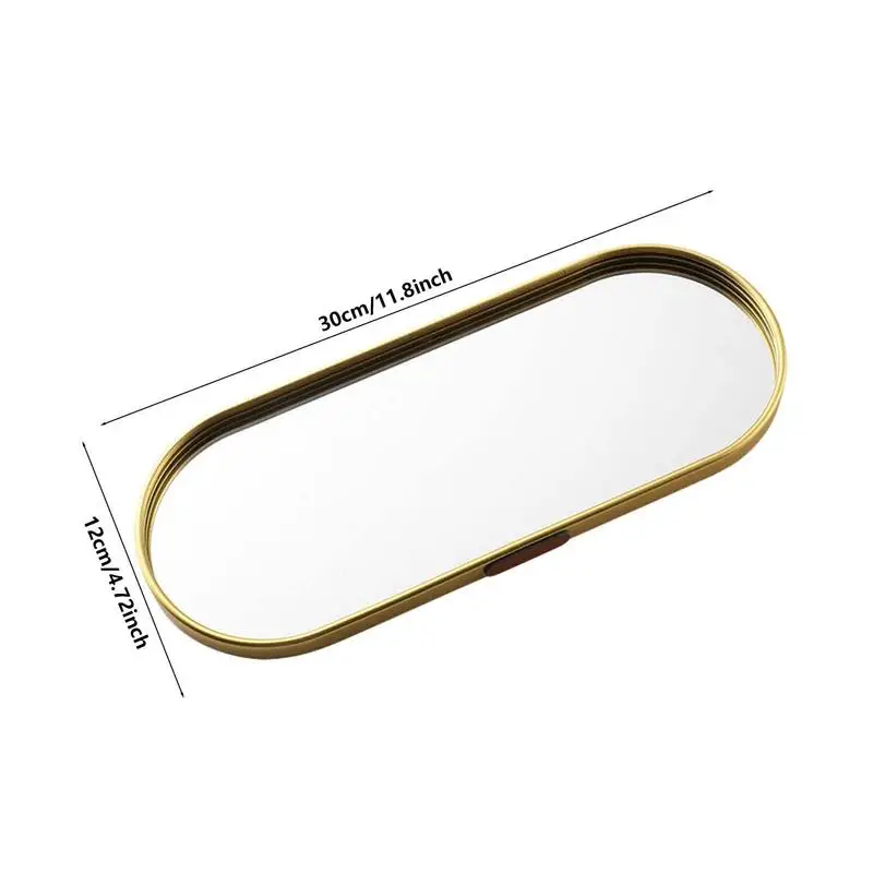 Gold Glass Mirror Decorative Storage Tray For Makeup Dessert Plate Jewelry Necklace Bracelet Table Perfume Wedding Brides 5