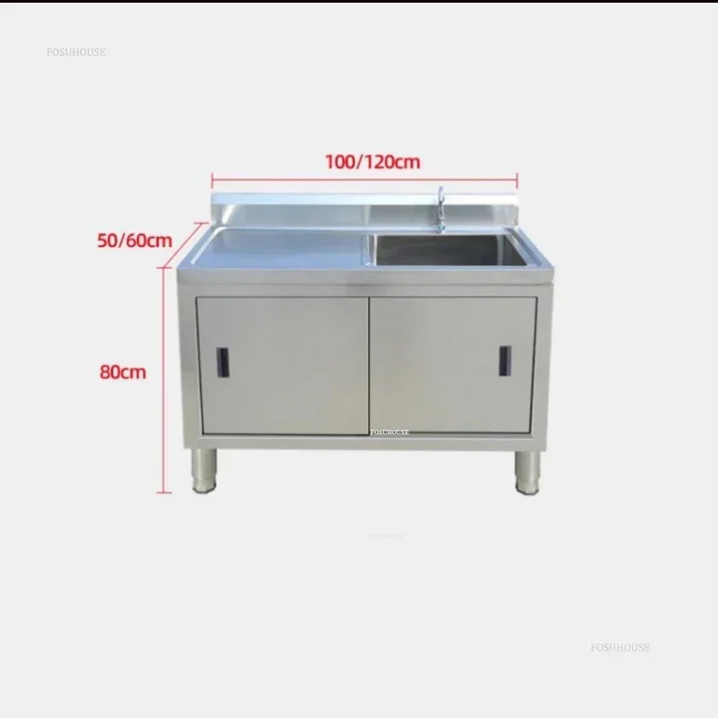 Stainless Steel Kitchen Sinks Commercial Sinks Platform Vegetable Basin Multi-functional Moveable Door Stove Cabinet with Sink X