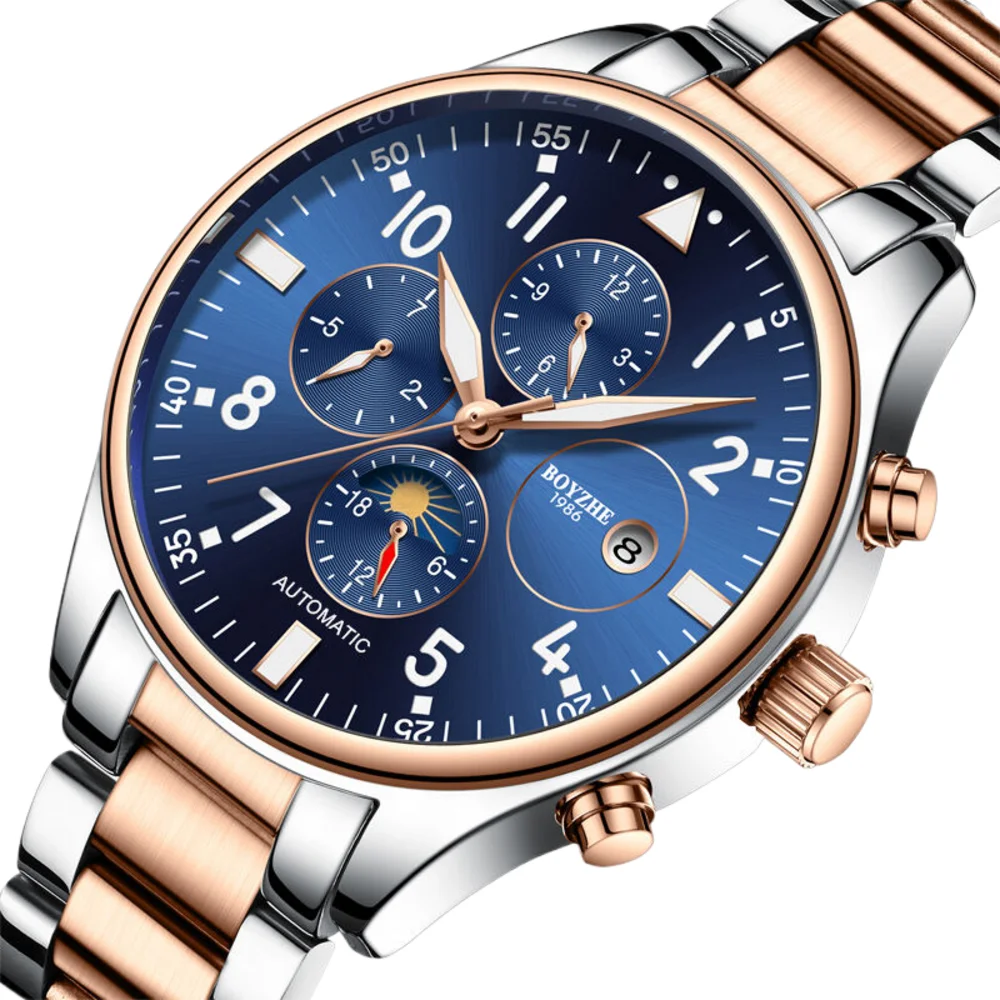 

FORWARD Automatic machinery small three true Man watch Star luminous waterproof moon phase watches for men With calendar Watch