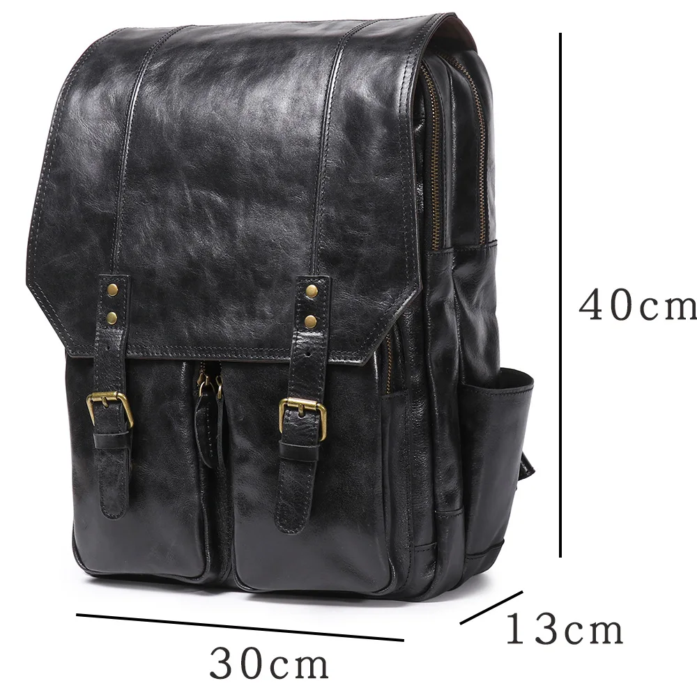 Men's Genuine Leather Shoulder Bag Outdoor Travel Backpack