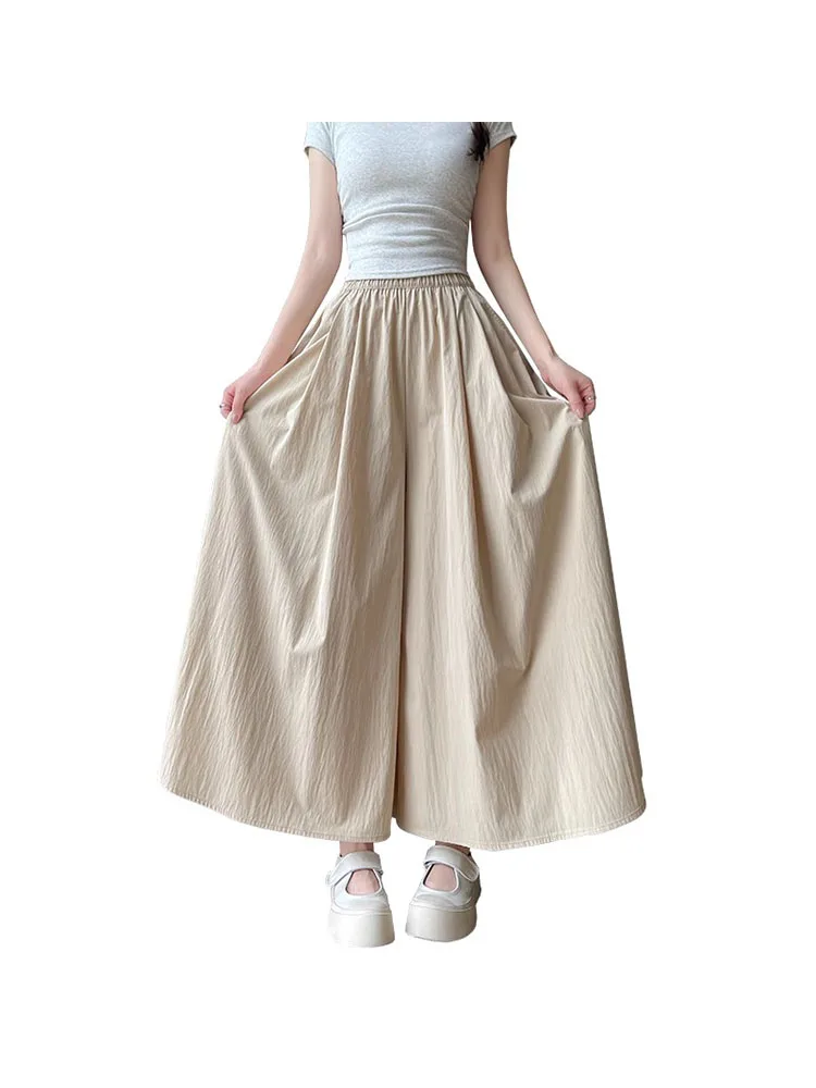 plus Size High Waist Bla Wide Leg Pants Women's Summer Slimming Drapey Nine-Piece Harem Pants Casual Straight Cut Trousers