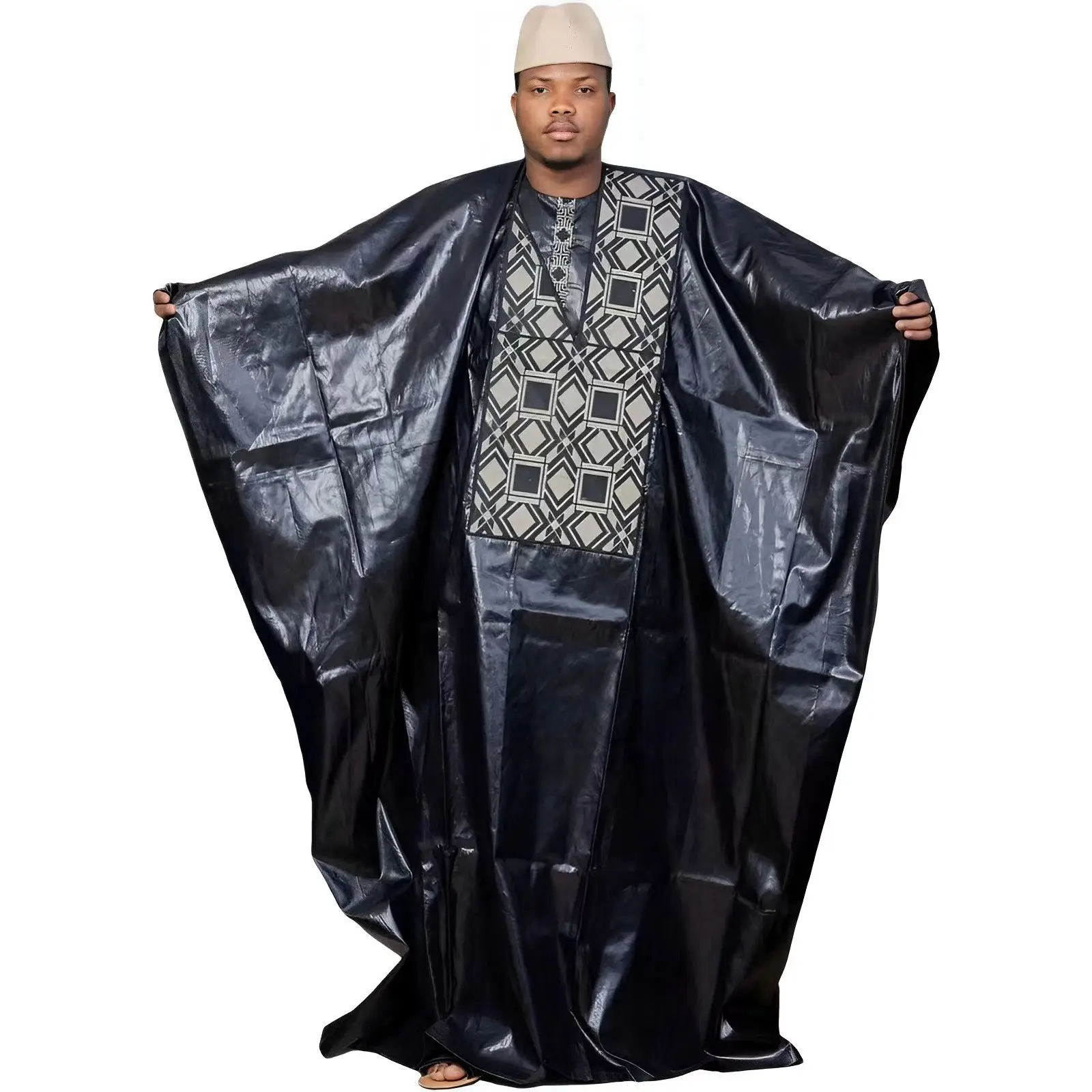 African Man's Embroidery Design Top Long Sleeve with Pants