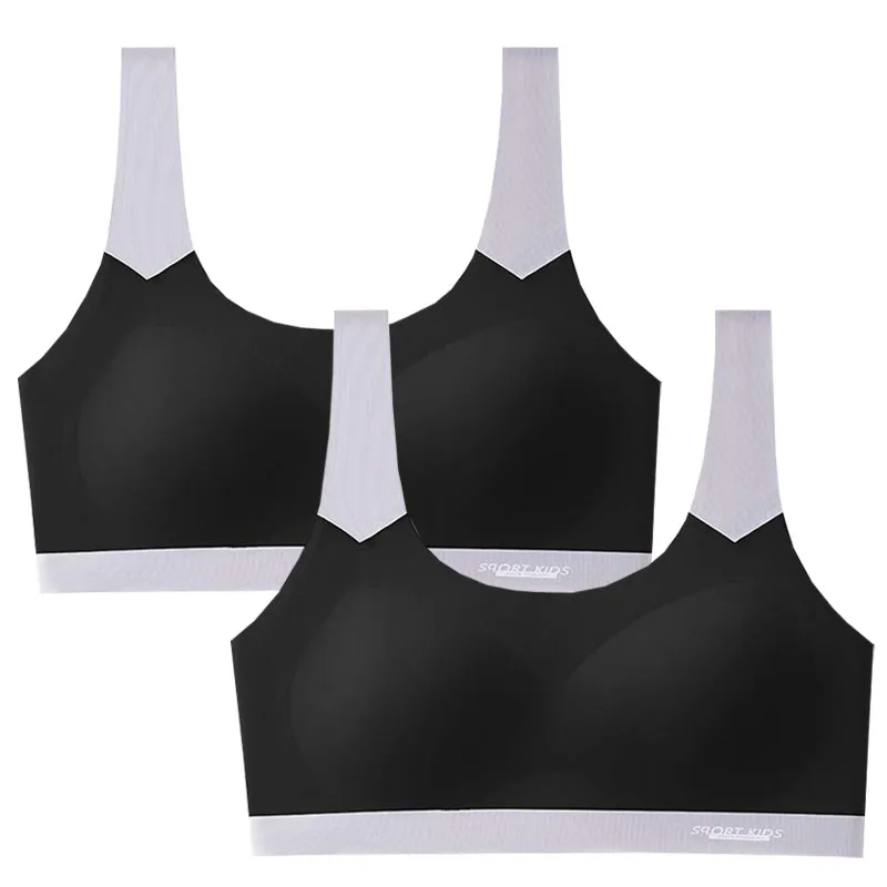 2 stücke Dünne Mädchen Trainings Bhs Student Weste Unterwäsche Kinder Bralette Jugendliche Atmungsaktive Tops Teenager Kind Sport Bhs M-2XL – Detail 1