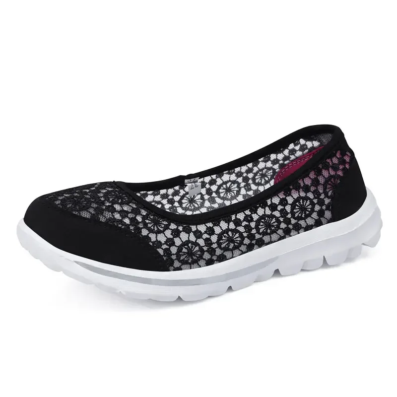 Women shoes Women sneakers Women flats Casual shoes Flat shoes women hollow lace summer slip on loafers breathable shallow boat shoes ladies casual fashion black sneakers flats