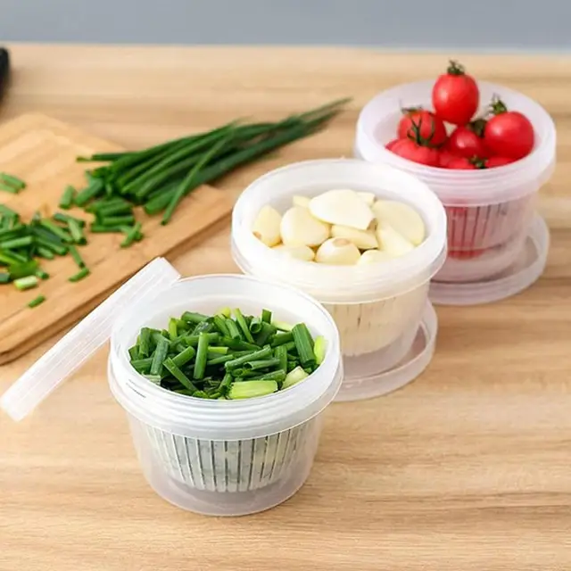 Fokhagymás Tartály Tároló Gyömbér Zöldség Lezárt Kerek Őrző Hagyma Gyümölcs Szervező Kemping Konyhához - Image 3