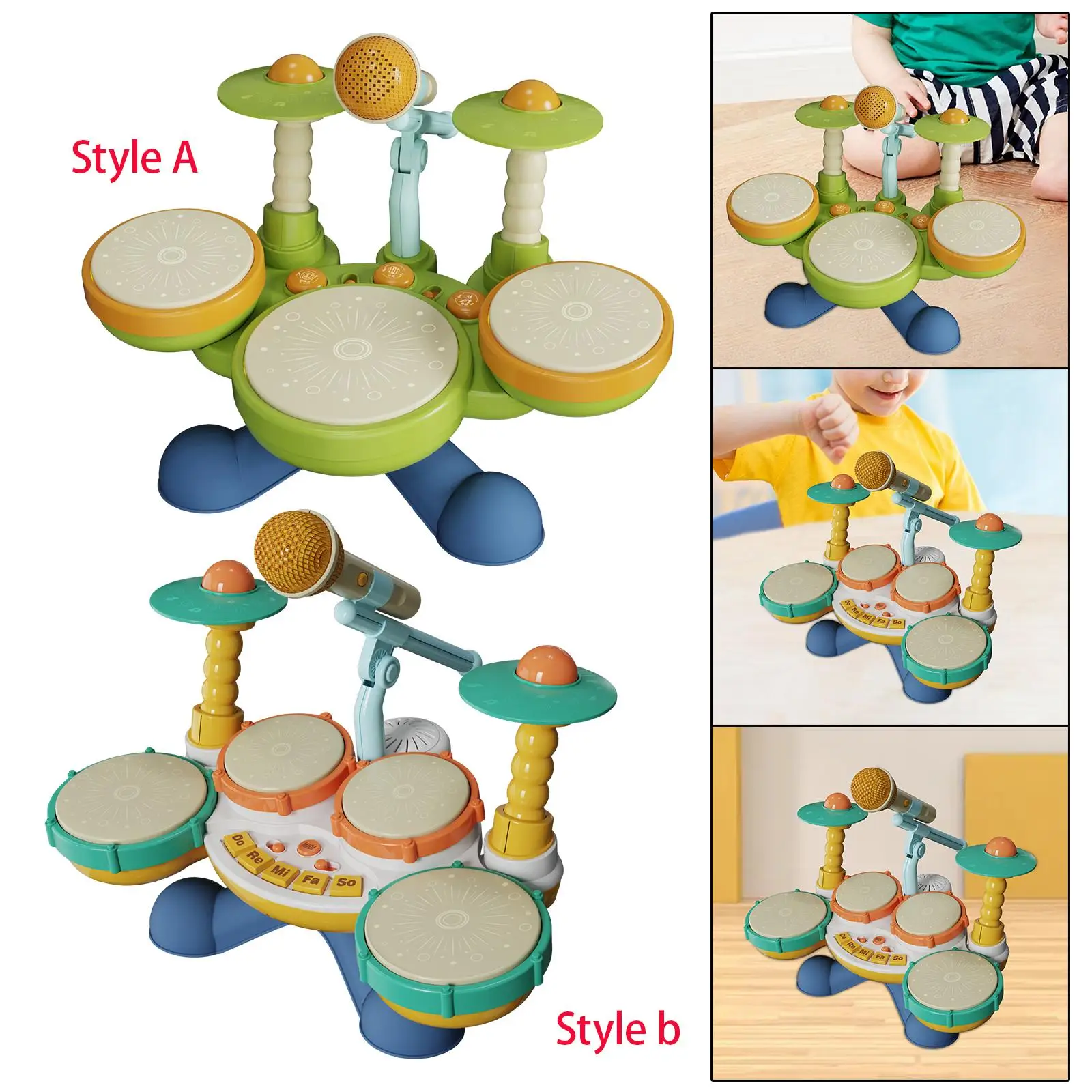 

Baby Baby Drum Set Light and Learn Drum Boys Girls Gifts with Toy Microphone Baby Musical Instruments Early Educamional Toys