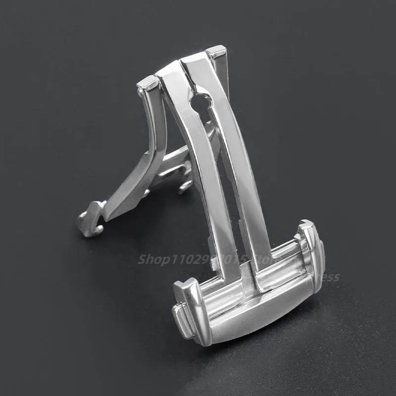Stainless Steel Watch Buckle for Leather or Rubber Bands - Deployment Clasp with Butterfly Button