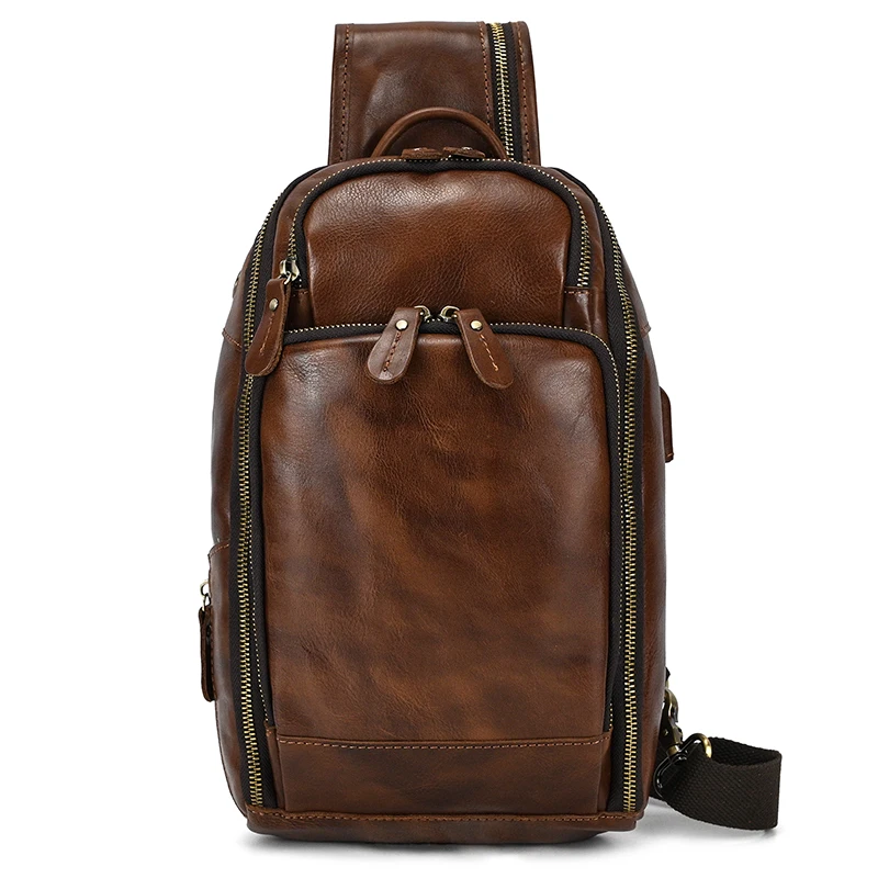 Men’s Leather Travel Business Sling Chest Pack