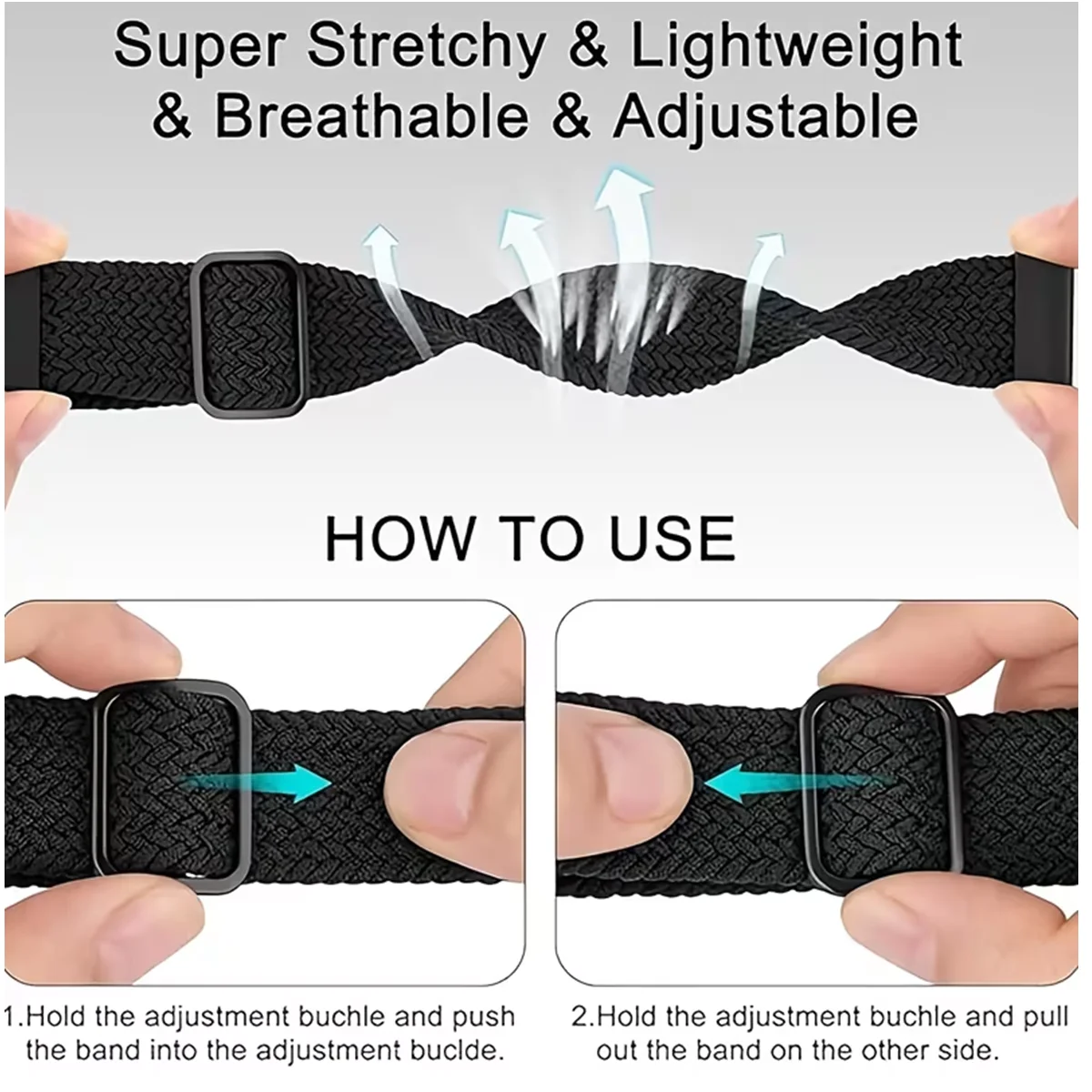 Elastic Braided Sport Bracelet - Soft Breathable Wristband Strap