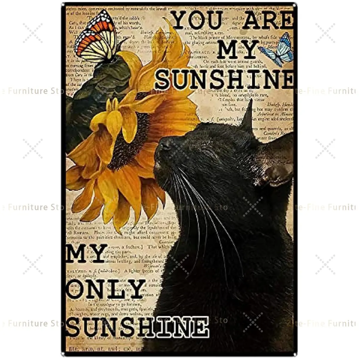

Tin Signs Vintage Bathroom Cat Tin Sign Sunflower Black Cat ,Vintage Metal Sign Retro Decor Hanging Sign Tin Signs 8X12inch