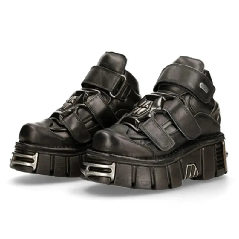 

Модные брендовые дизайнерские туфли в стиле панк с металлическим украшением, обувь на толстой подошве с круглым носком на плоской подошве, бесплатная доставка