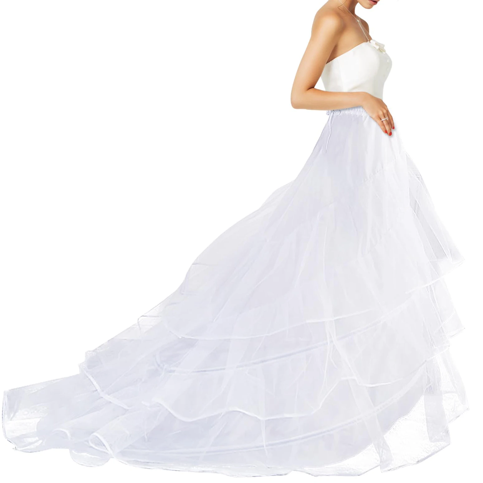Women Mermaid Petticoat Crinoline 3 Layers Floor Length Underskirt for Wedding Dress