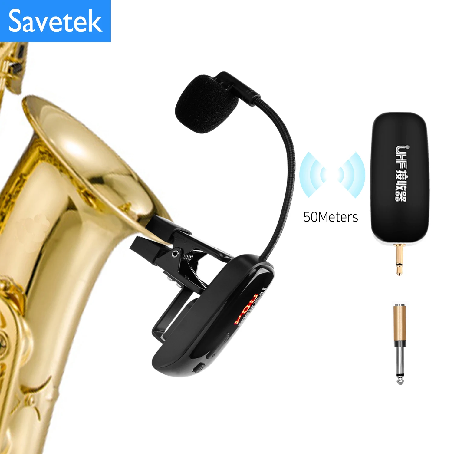 UHFWirelessSaxophoneMicrophoneSystemClipsoverInstrumentReceiver