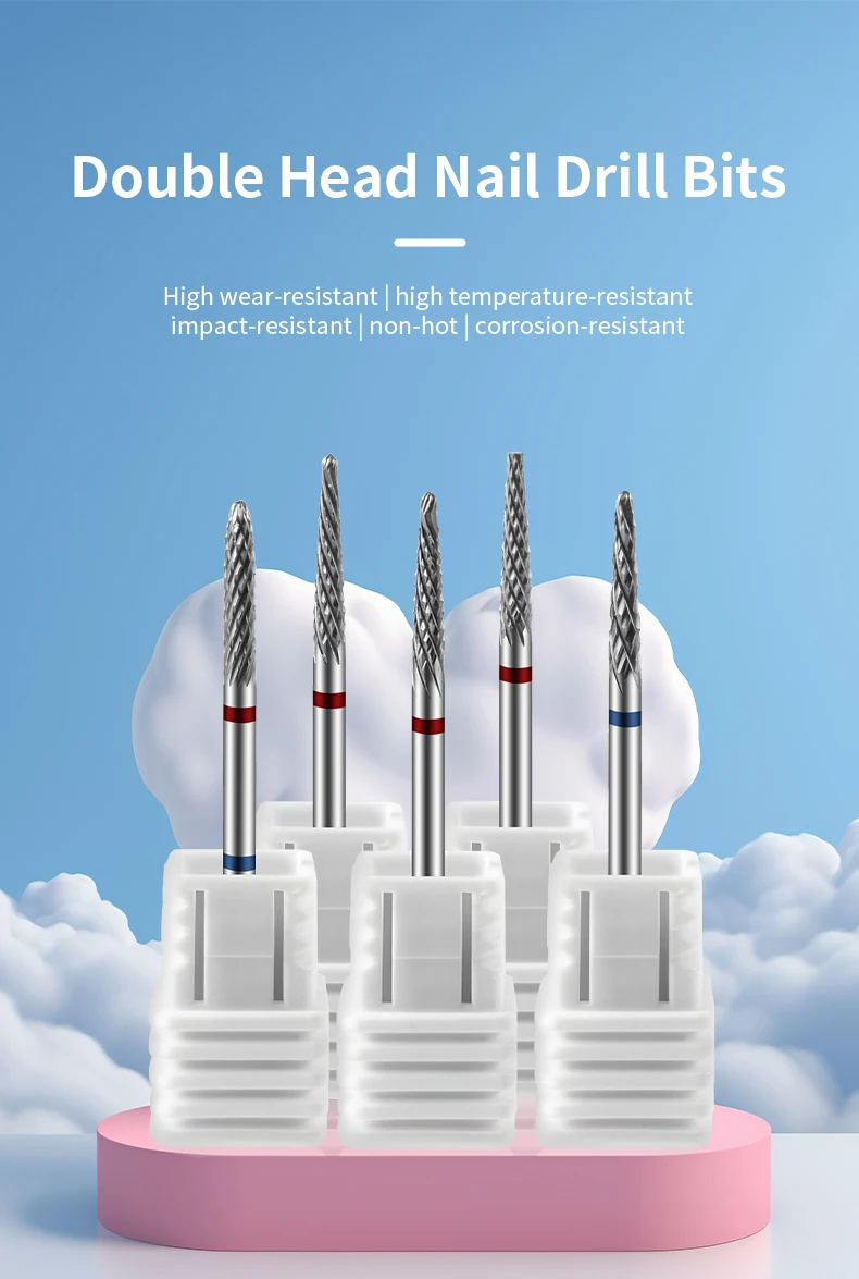 Description Picture 2 of itemDouble Heads Tungsten Carbid Nail Drill Bits Electric Manicure Tool 2 In 1 Milling Cutter For Nail EFile Nail Gel Polish Remover