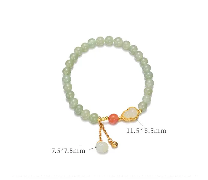 Quasten-Saiten-Armband, Perlen-Handschnur, runde Perlen, Geschenk für Freundin, Sterling-Jade-Kürbis-Handschnur-Schmuck – Detail 2