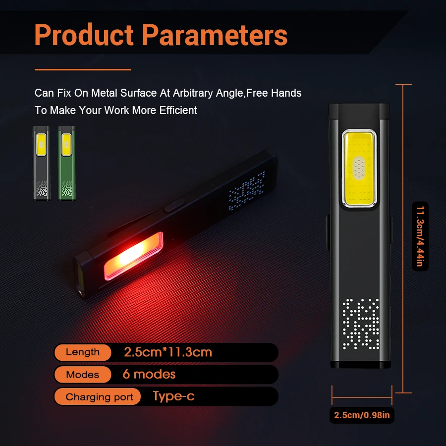 LED COB Schlüsselanhänger Taschenlampe USB-C wiederaufladbar 650LM tragbare EDC Taschenlampe Taschenlaterne Flut Notfall magnetische Arbeitsleuchte – Detail 5