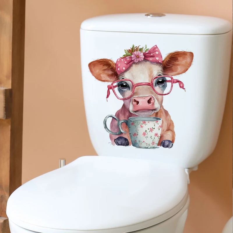 T773# colorful cow wall sticker kids room background home decoration mural living room wallpaper funny decal