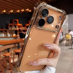 Premium Shockproof Transparent Phone Case with Luxury Plating Finish - iPhone 15 Plus (Gold)