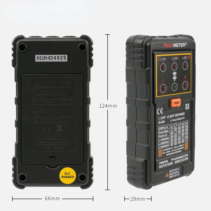 PM5900 Motor phase sequence rotation indicator non-contact three-phase motor phase sequence test