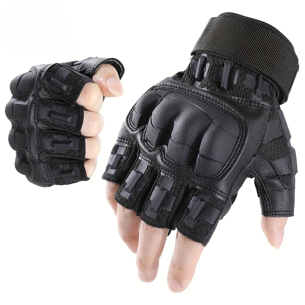 Outooor Tactical Fingerless Gloves Hard Shell Sports Paintball Airsoft Hunting Combat Riding Hiking Cycling Anti-skid Gear Men