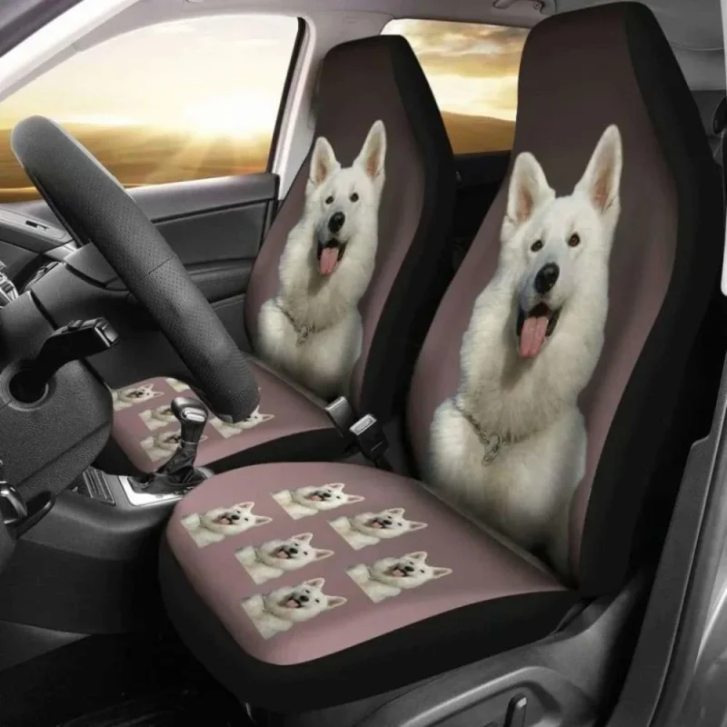 

White Swiss Shepherd Car Seat Covers 091706,Pack of 2 Universal Front Seat Protective Cover