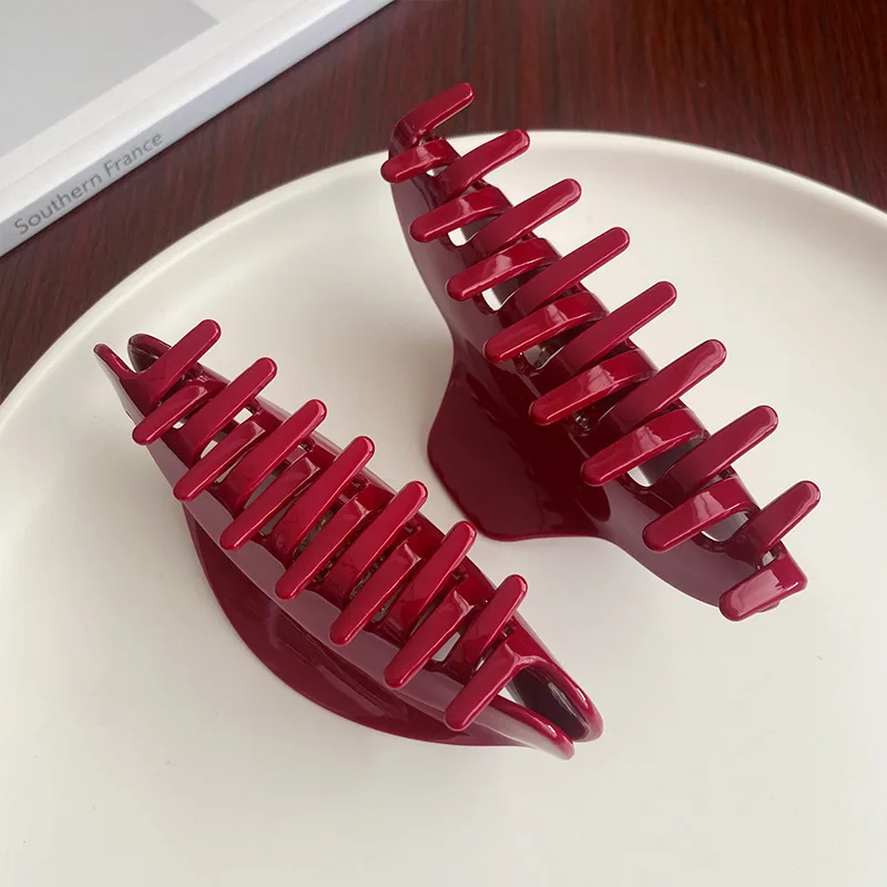 Muweordy Red Series Hair Clip Acetate Claw Clip Large Size Hair Claw Temperament Hair Clips for Girls Hair Accessories for Women