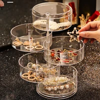 Rotating Jewelry Box Display Stand Organizer Earrings Necklace Ring Storage Box Cotton Pad Makeup Cotton Swabs Organizer 1