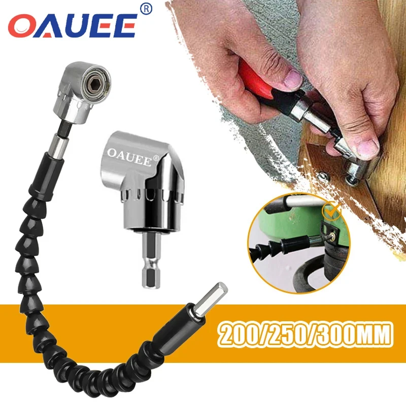 Oauee 105 Degree Right Angle Drill Attachment Flexible Angle Extension Bit Kit For Drill Or Screwdriver 1/4