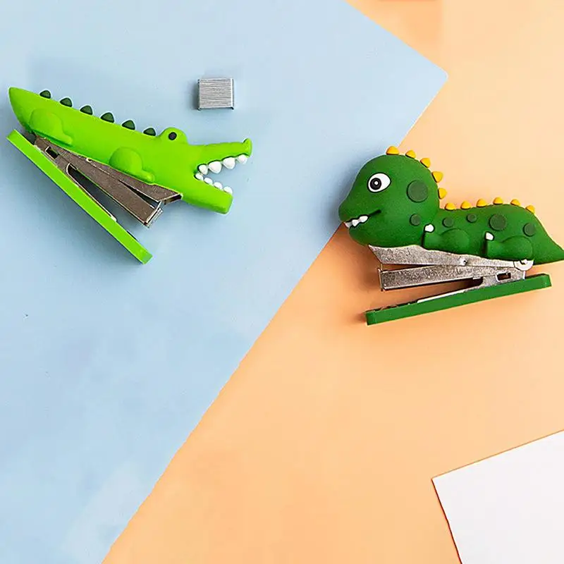 

Mini Stapler Aesthetic Crocodile And Dinosaur Creative Stapler Stapler For Desktop Portable Desk And Travel Stationery Supplies