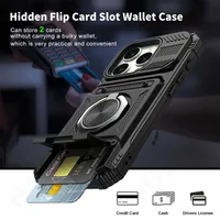 Case For iPhone 16 15 14 13 12 11 Pro Max XS XR 8 7 Plus Magnetic Rotated Ring Kickstand Heavy Duty Drop Protection Wallet Cover - Image 2