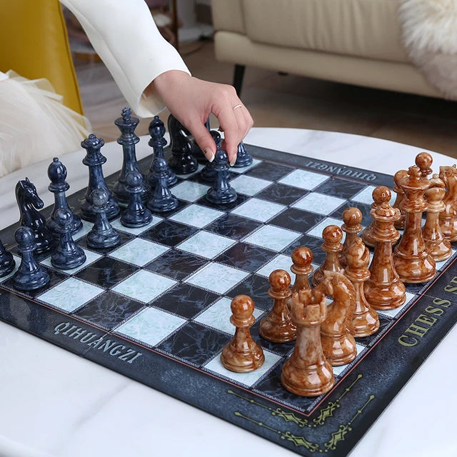 Large Strange Chess Set Folding Family Silver Gold Chess Pieces