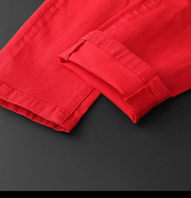 Unisex Michael Jackson Street Thriller Red Pants Modern Dance Jeans Trousers Cosplay MJ Stage Performance Costume Halloween