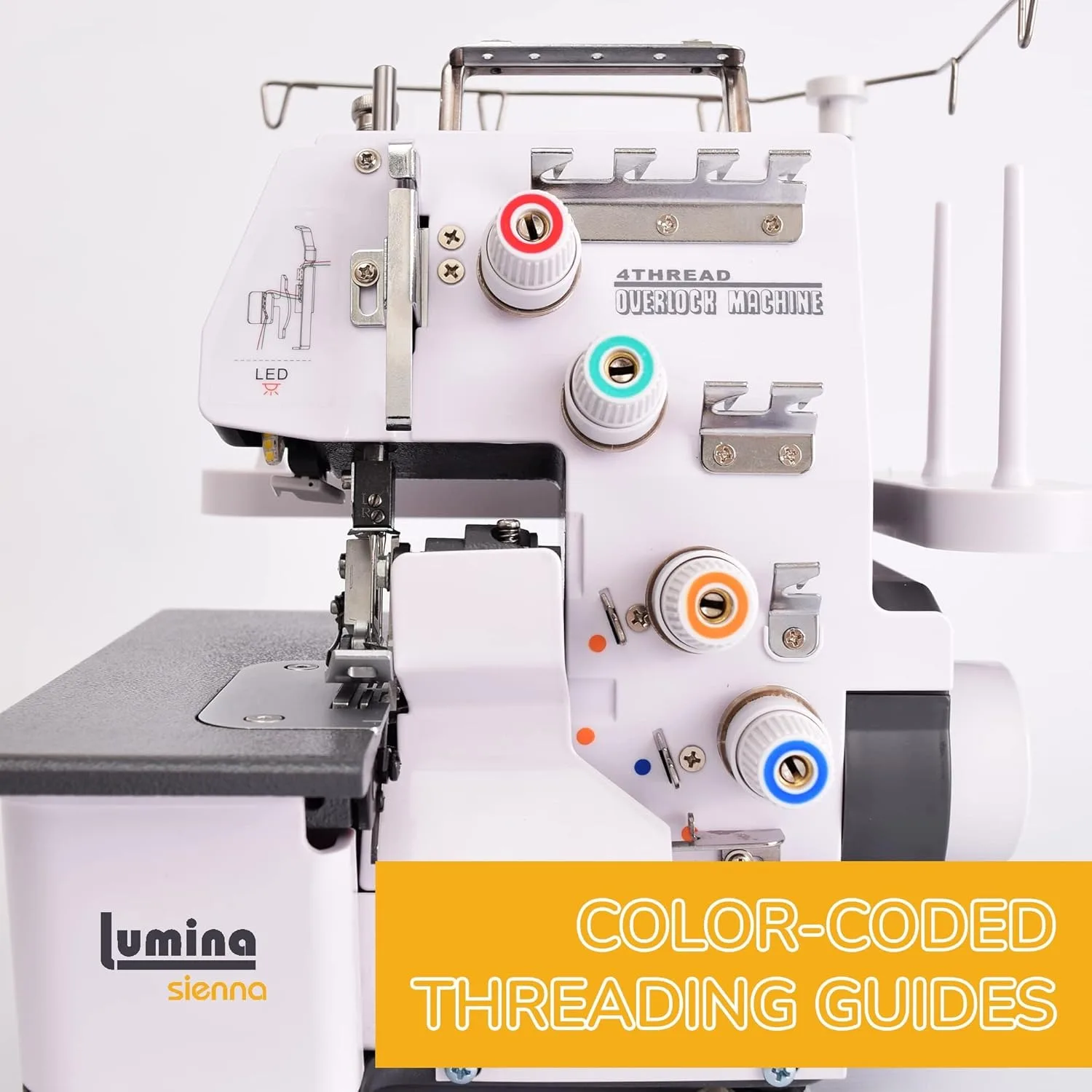 Serger Sewing Machine-Industrial Grade Sergers & Overlock Machines with Durable Metal Frame, 3-4 Serger Thread Capability