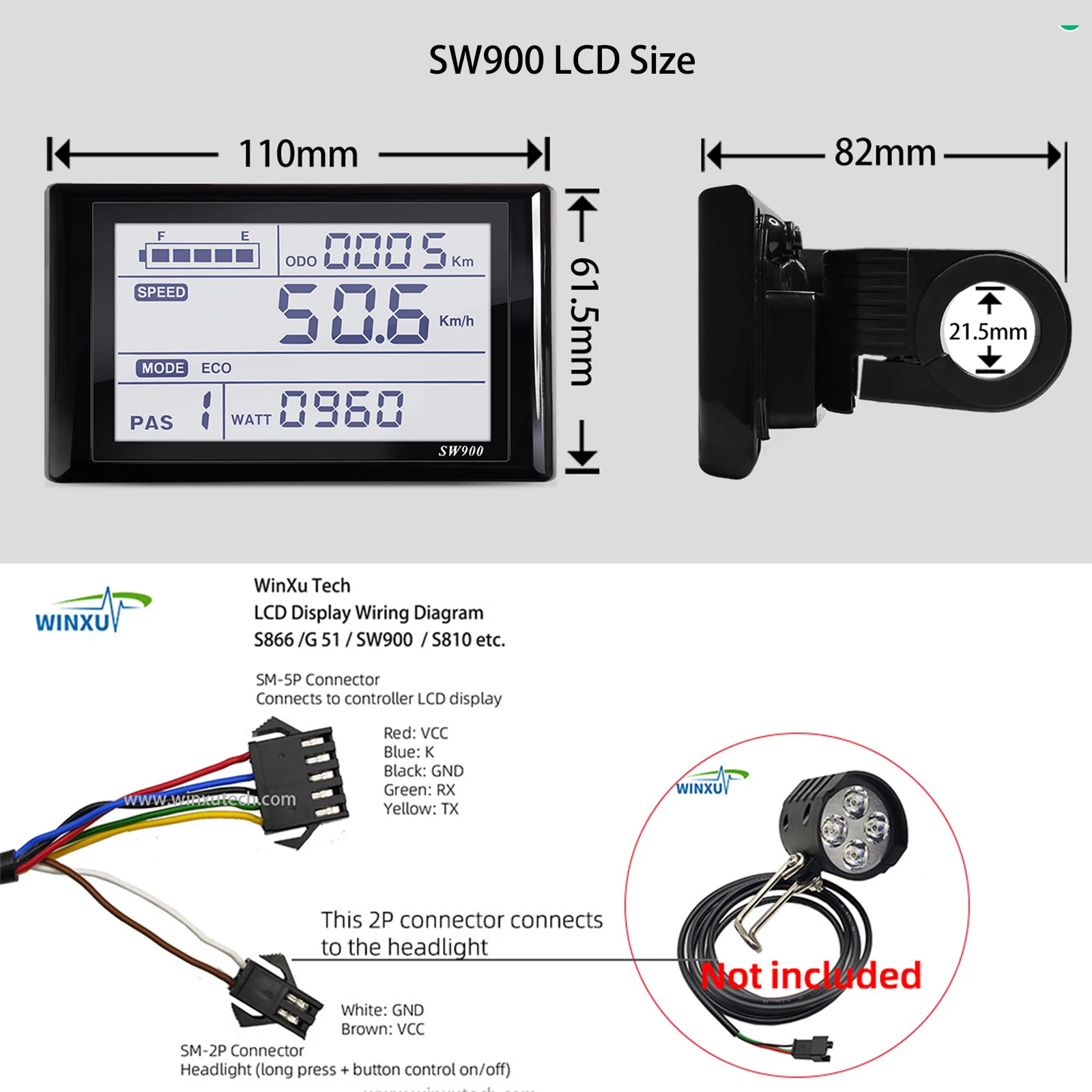 36V 48V 60V 40A 1000W 1500W 2000W Ebike Bürstenlosen Motor Drive Controller SW900 Farbe LCD Kit für Elektrische Mountainbike Roller – Detail 5