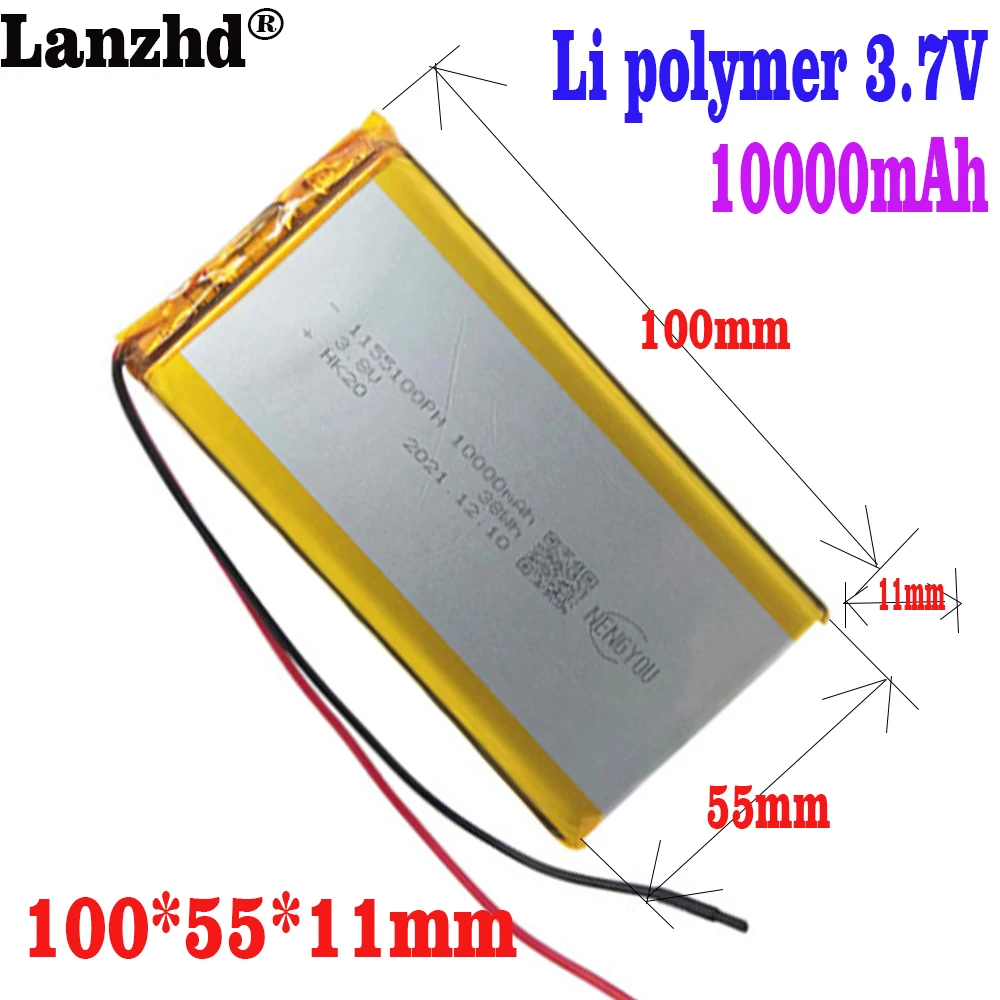 11*55*100mm li bateria para oradores bluetooth do