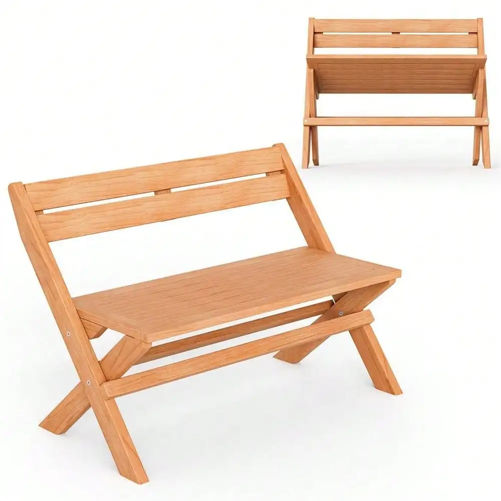 Teak Folding Outdoor Loveseat 4