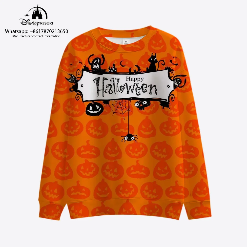 

Mickey Minnie Anime Autumn New Pumpkin Head Horror Halloween Fashion Casual Round Neck Long Sleeve Children's Pullover Sweater