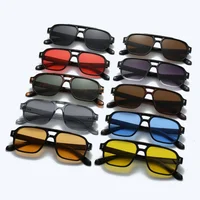 Lunettes de soleil carrées rétro à Double pont pour femmes et hommes, Design de luxe à la mode, Rivets, nuances tendance, UV400, nouvelle collection 4